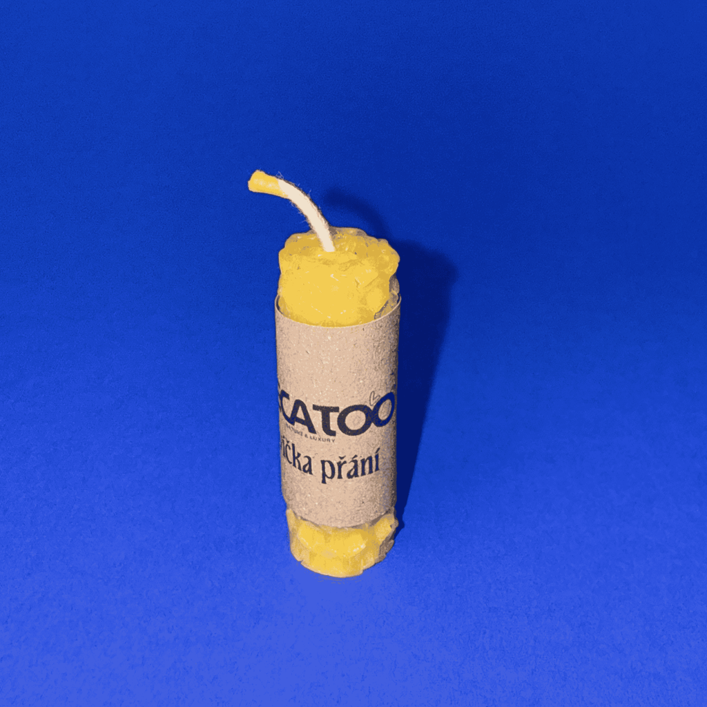 Mini svíčka přání z vosku s přáníčkem